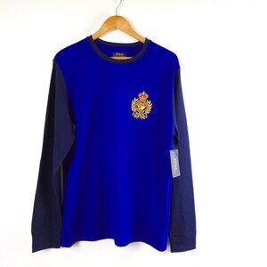 Polo Ralph Lauren Waffle Knit Shirt Men's Size L Blue Lounge Sleep Shirt
